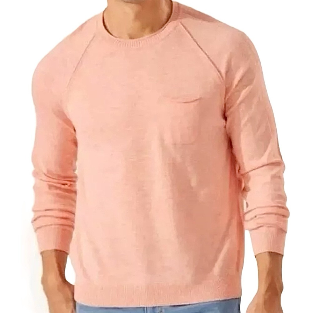 Tommy Bahama Men's Long Sleeve Crew Neck Sweater Salmon Peach Casual Pullover